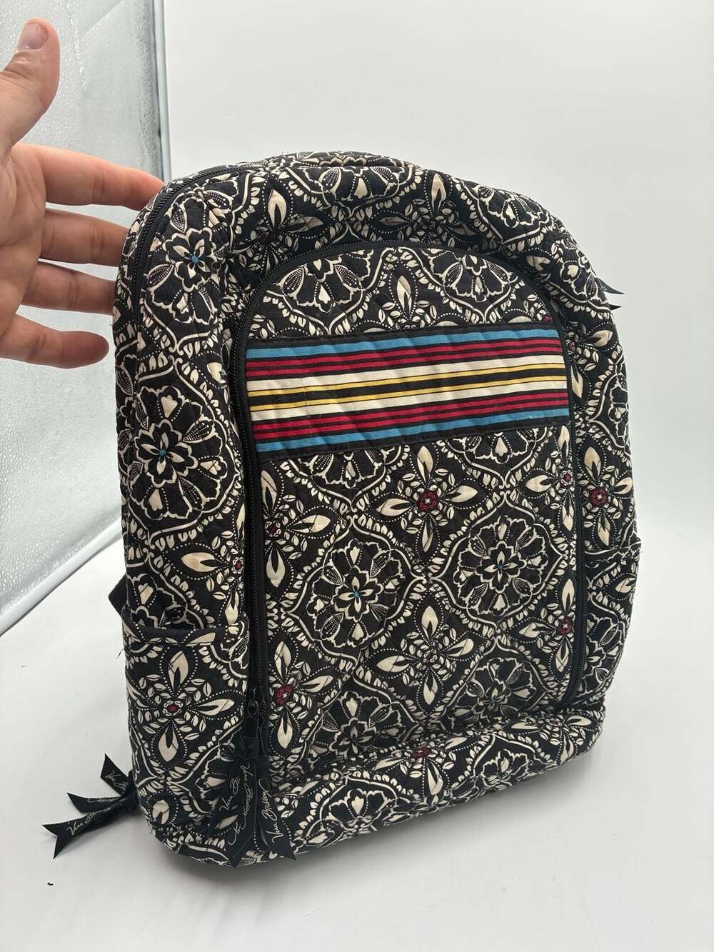 Vera Bradley Quilted Patterned Laptop Backpack with Striped Accent
